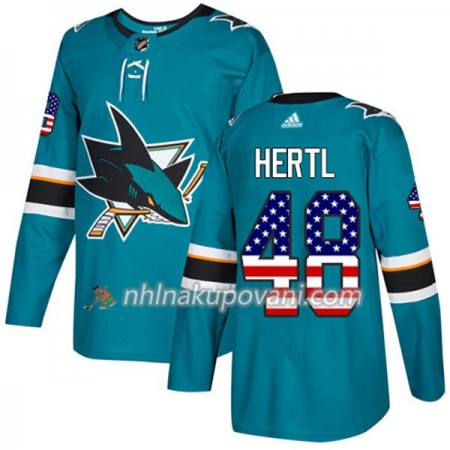 San Jose Sharks Dresy Tomas Hertl 48 2017-2018 USA Flag Fashion Teal Adidas Authentic - Pánské San Jose Sharks Dresy Tomas Hertl 48 2017-2018 USA Flag Fashion Teal Adidas Authentic - Pánské